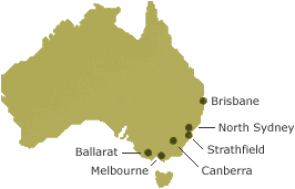 Map: ACU Campuses around Australia